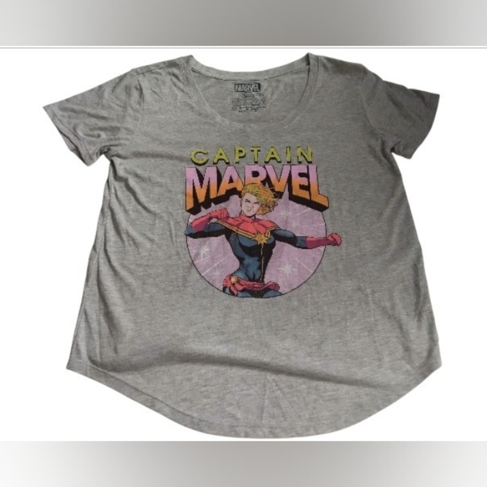 Marvel Women's Captain Marvel Graphic Tee - Gray New New Size L